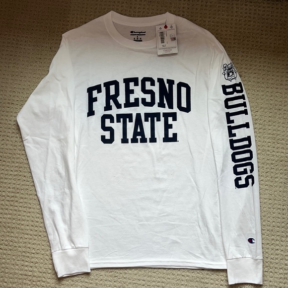 Champion Tops - Champion white and navy Fresno State Bulldogs long sleeve t-shirt small